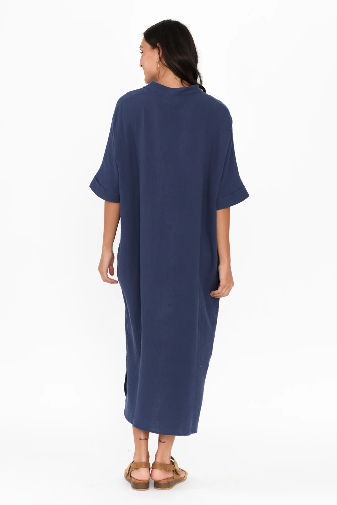 Juniper Navy Cotton Cheesecloth Dress