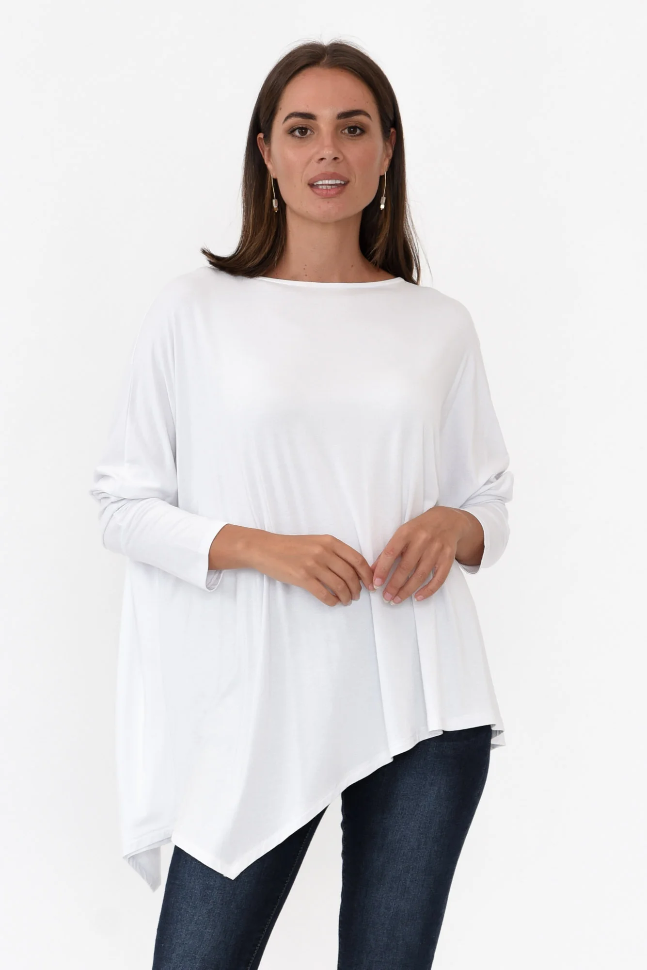 Susie White Asymmetrical Bamboo Top