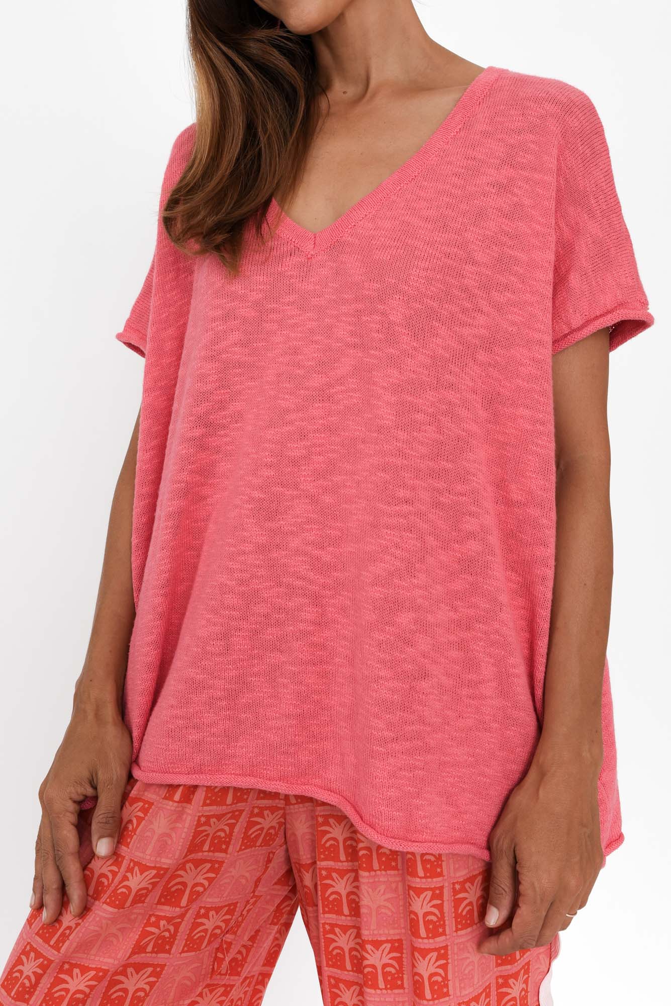 Saxon Pink Oversized Knit Top