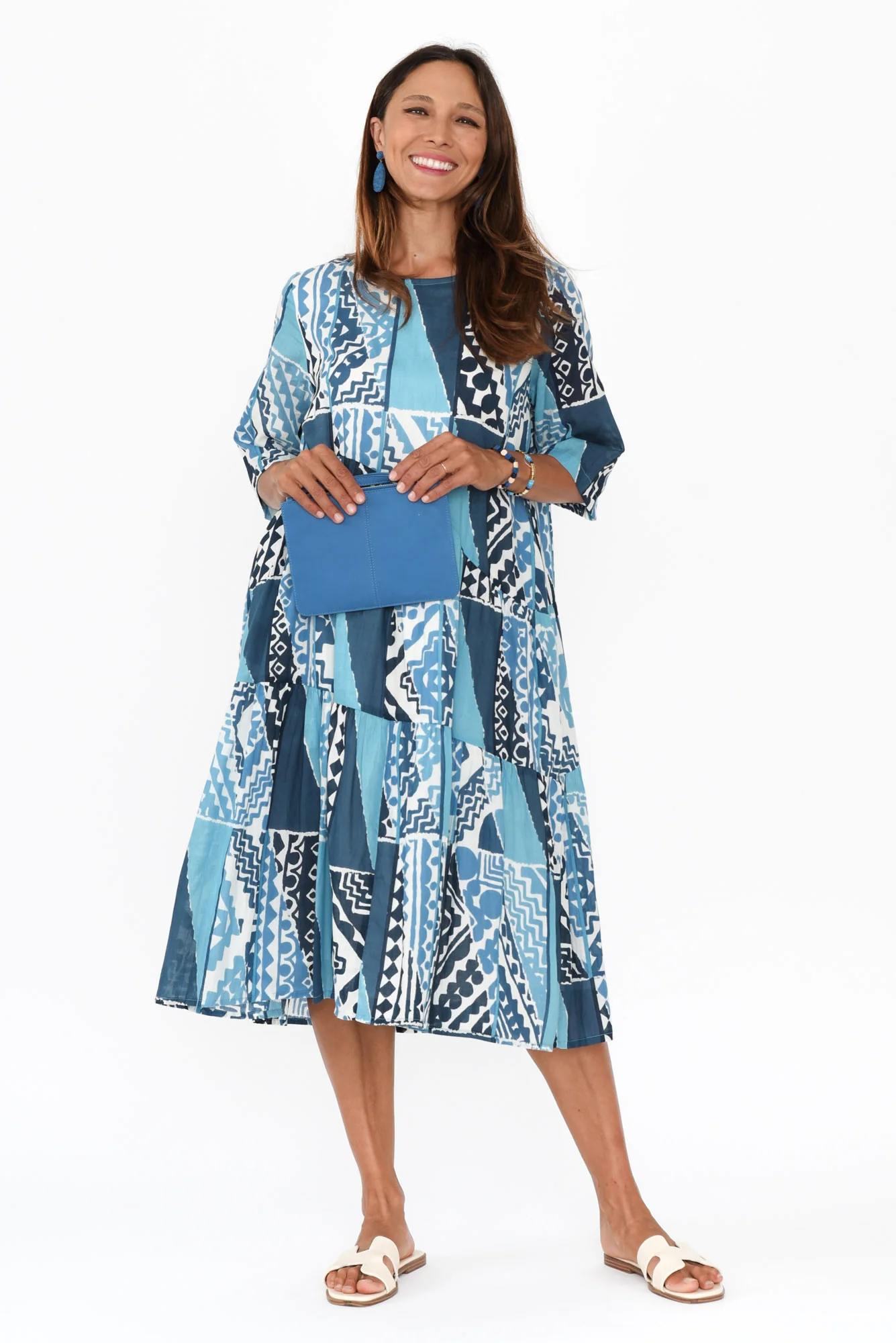 Violetta Blue Motif Cotton Dress