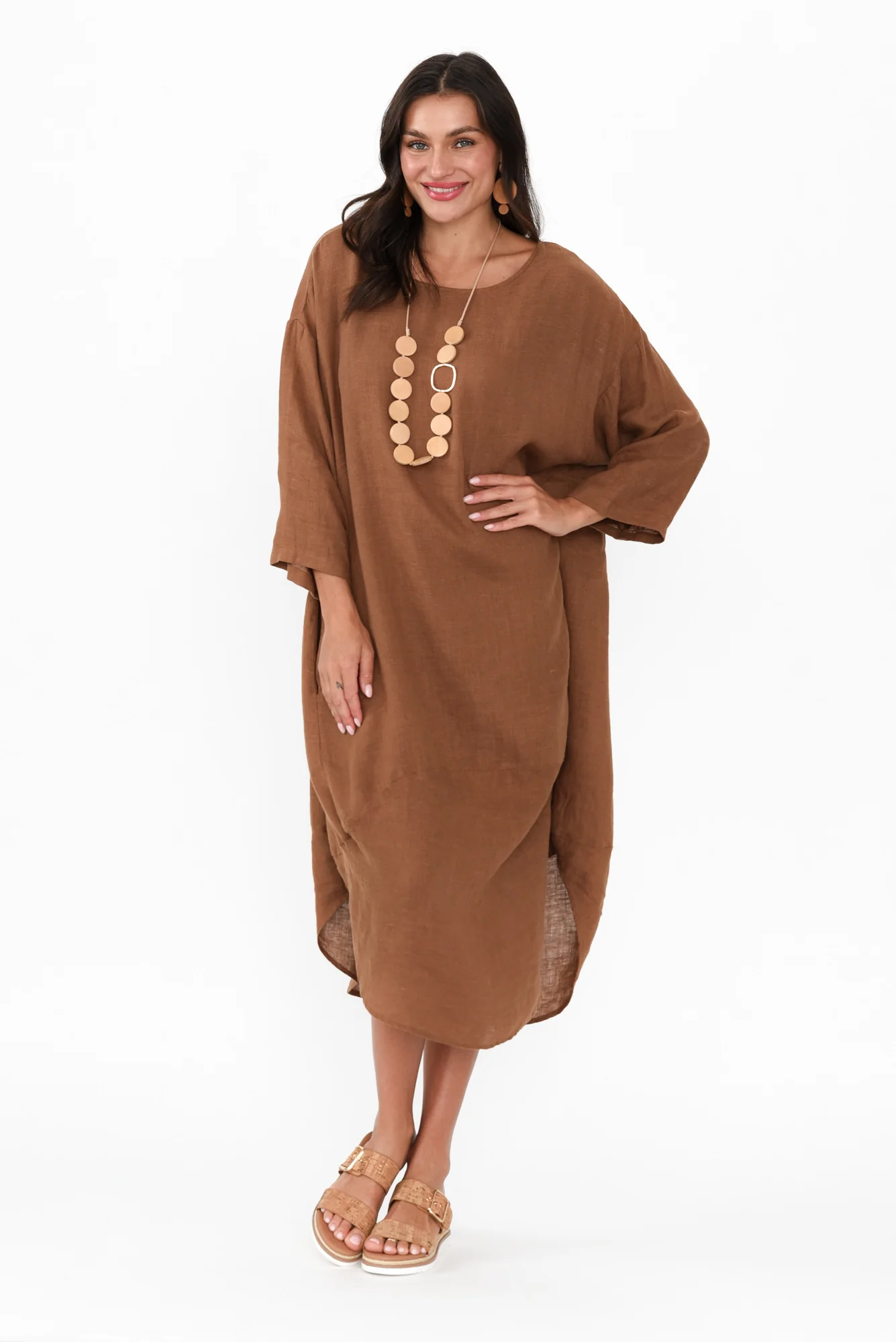 Kana Mocha Linen Dress