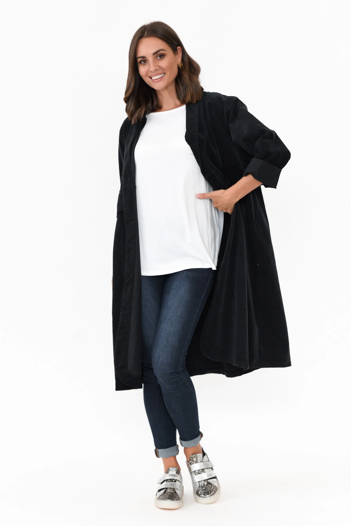 Abraham Black Corduroy Coat