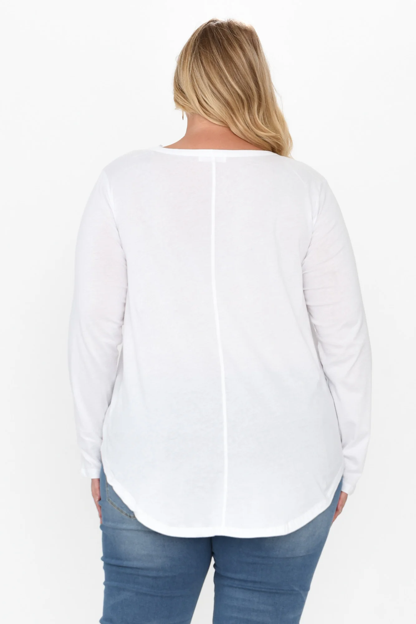 Megan White Cotton Long Sleeve Top
