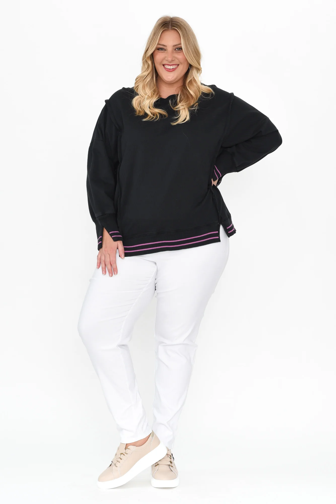 Chantelle Black Trim Cotton Long Sleeve Top