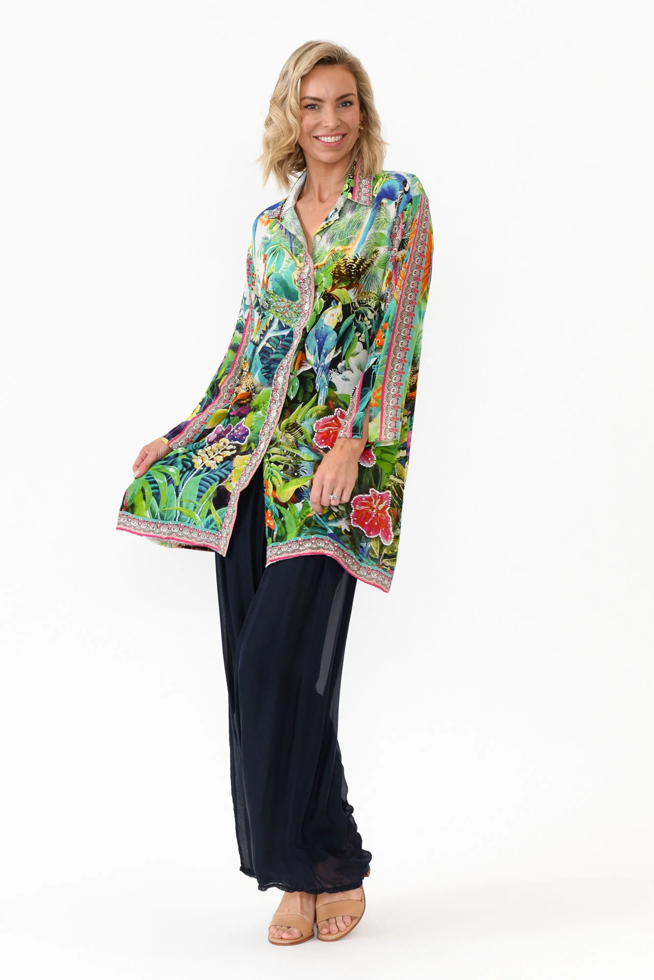 Tropical Green Silk Resort Shirt
