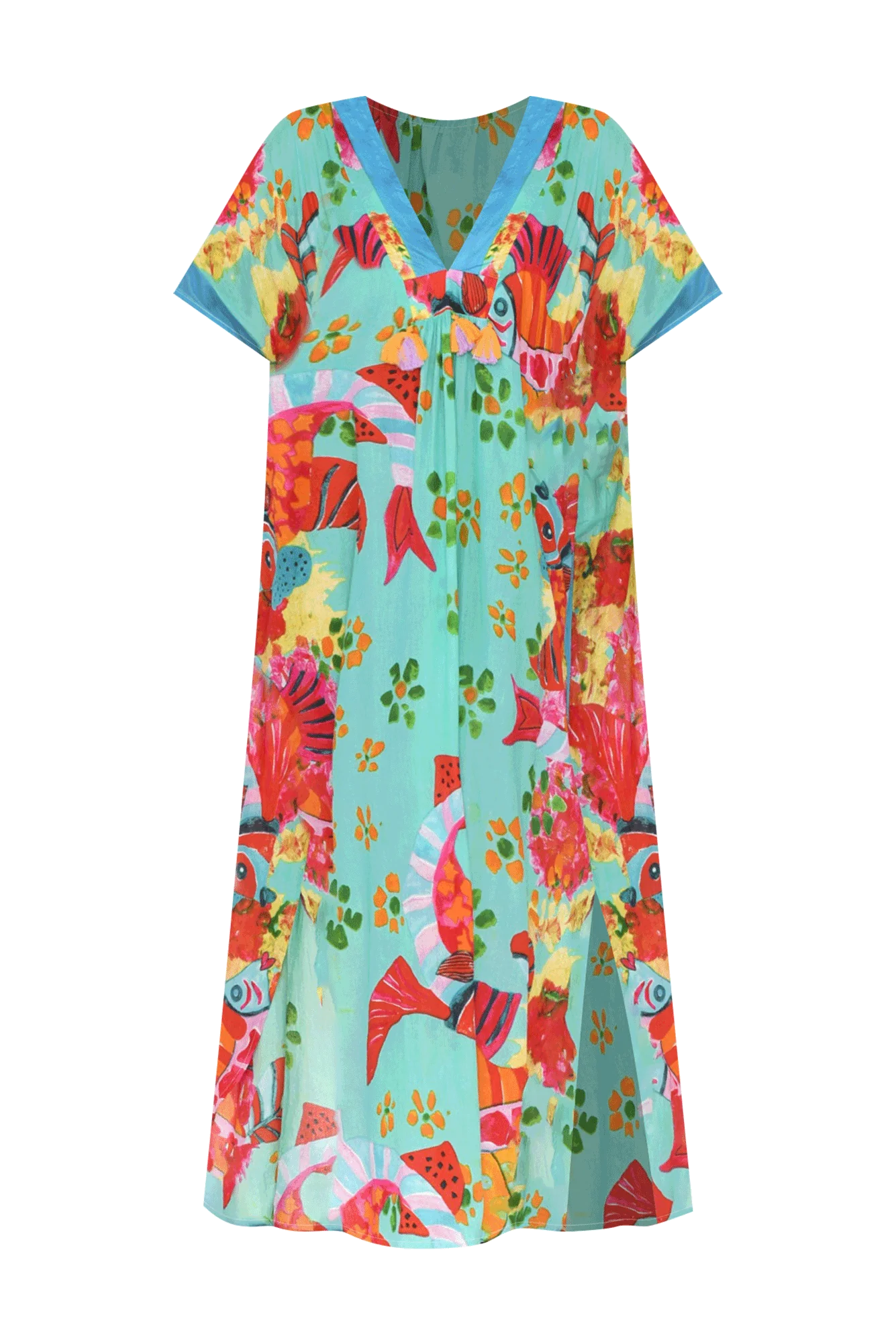 Tiwi Teal Sea Cotton Kaftan