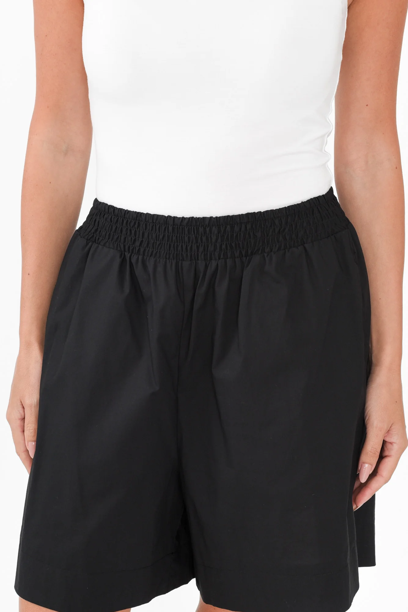 Pomona Black Cotton Shorts