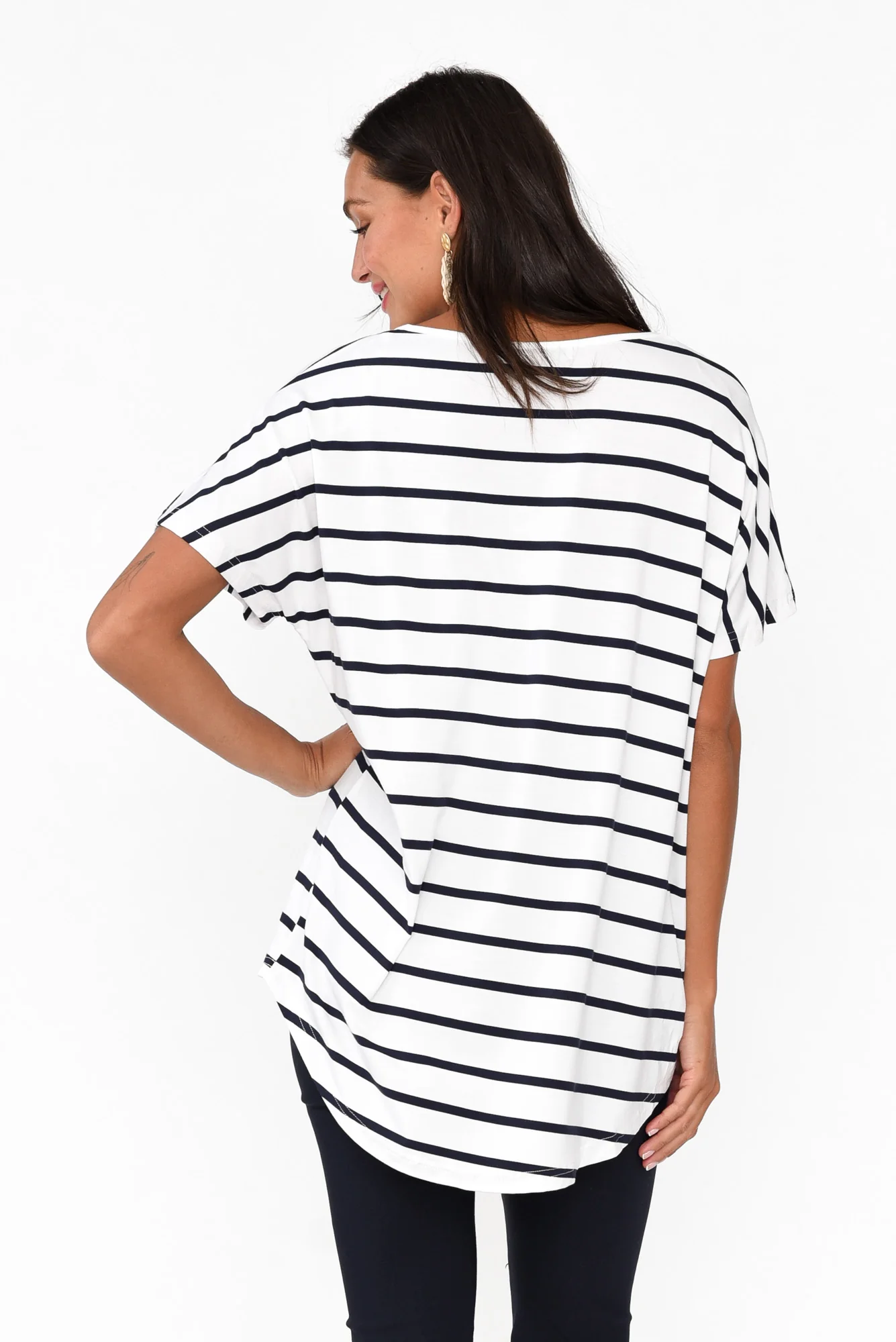 Danya White Stripe Bamboo Top