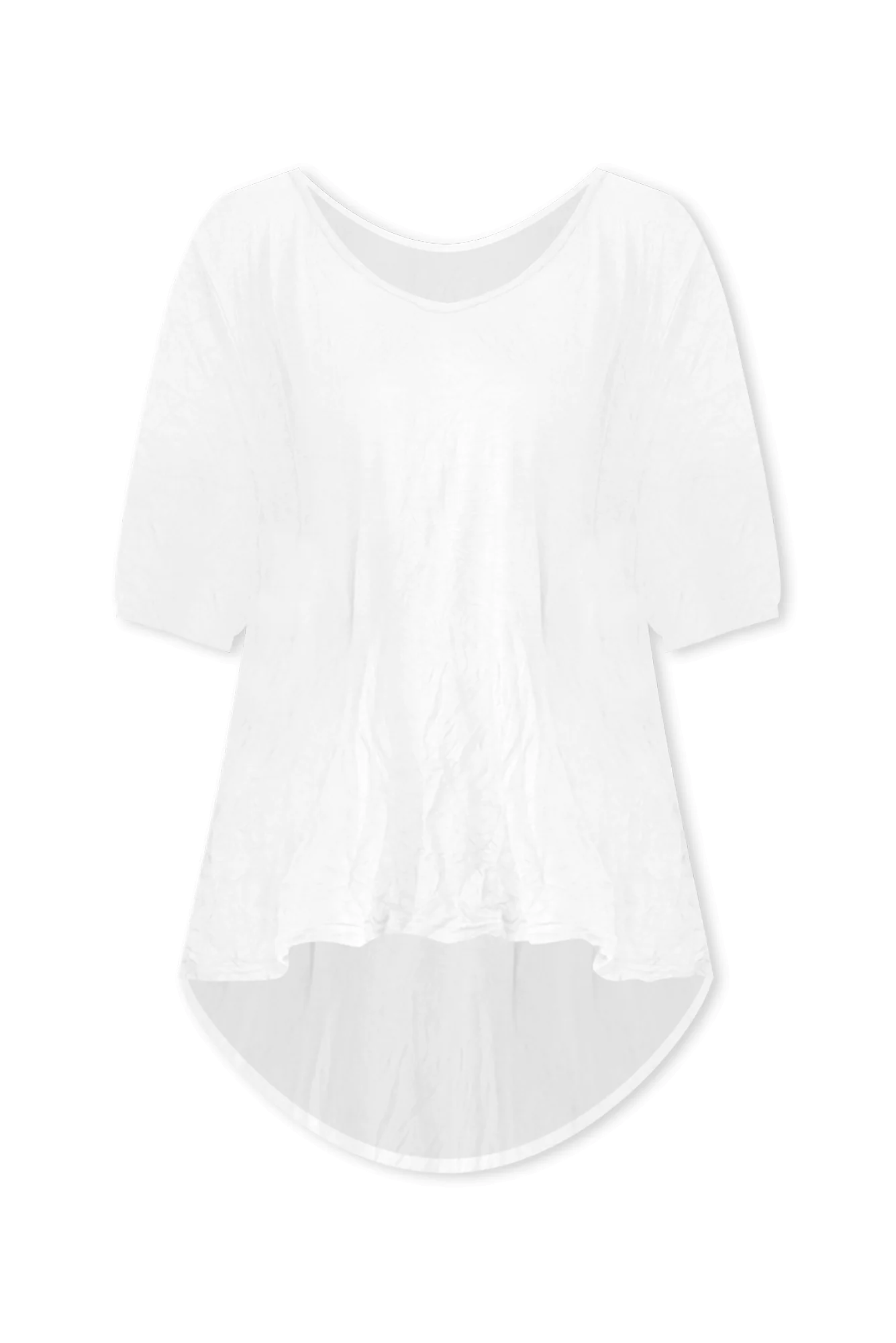 Agnes White Crinkle Cotton Hi Lo Top