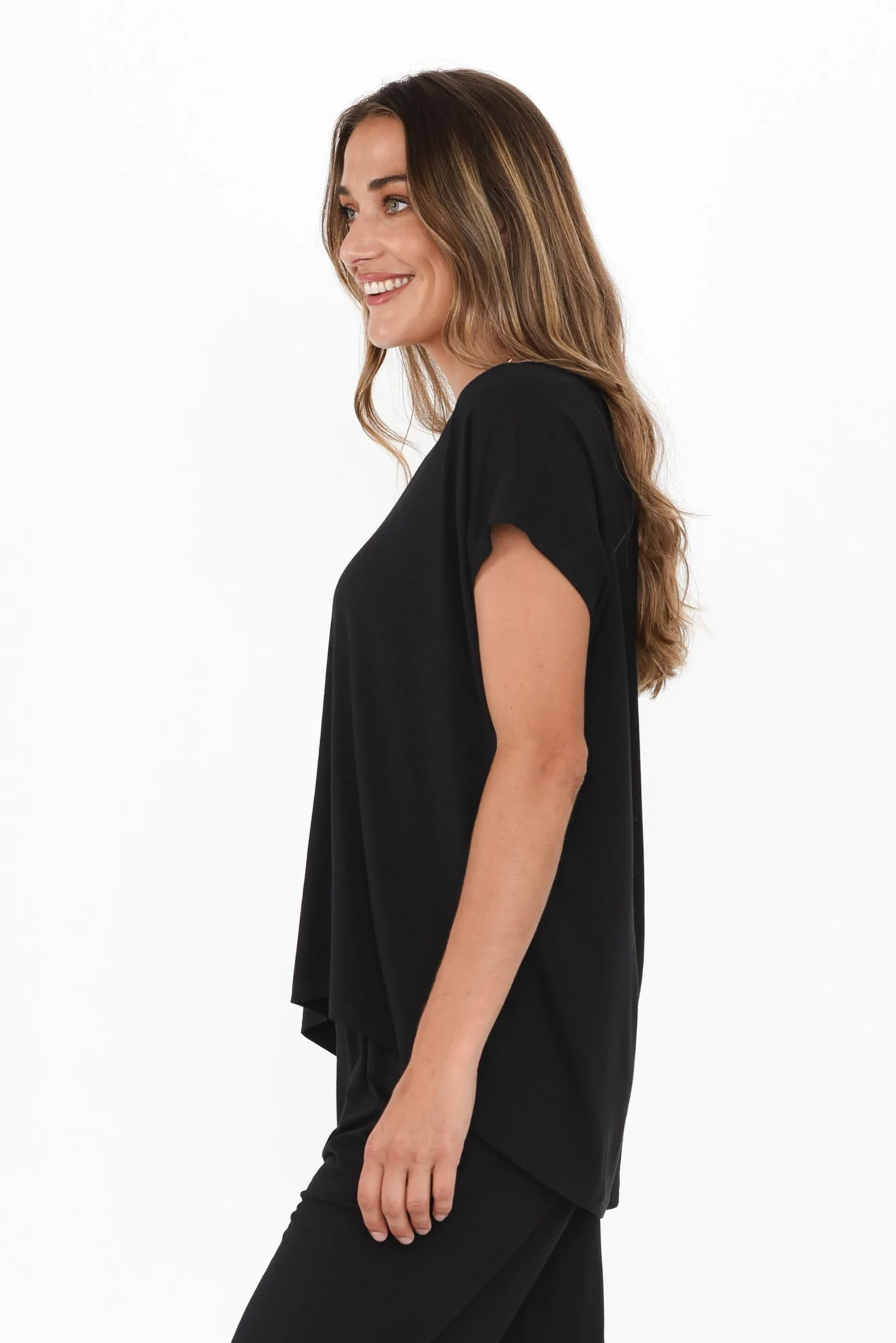 Jenner Black V Neck Tee