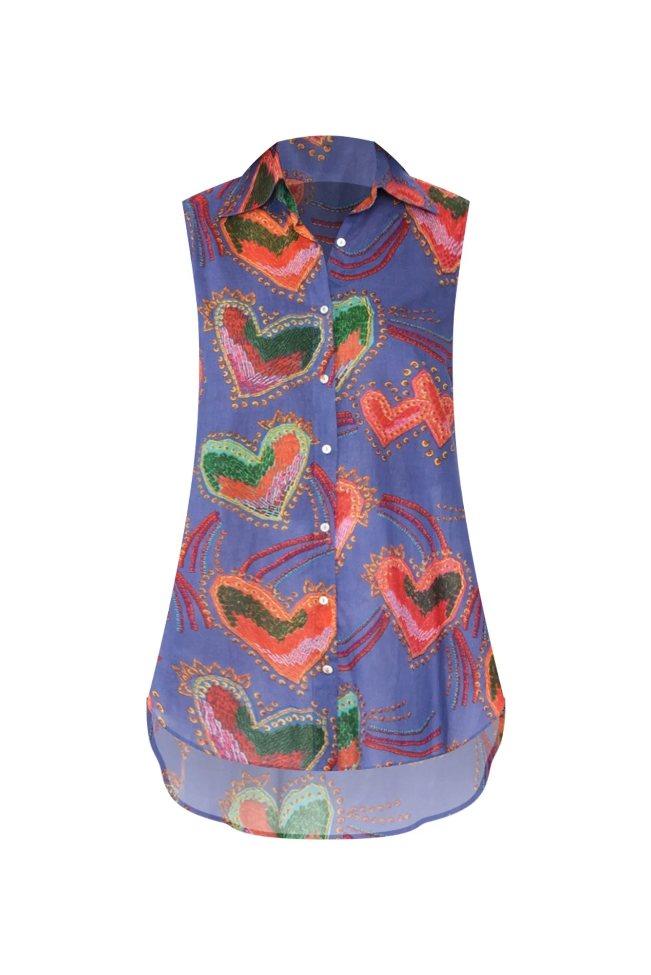 Ana Purple Heart Cotton Sleeveless Top