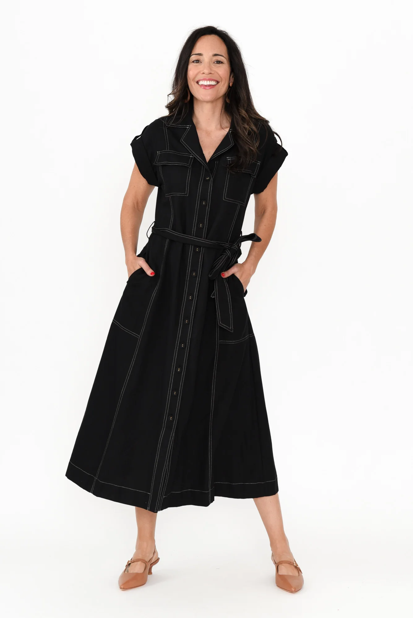 Patricia Black Cotton Blend Tie Dress