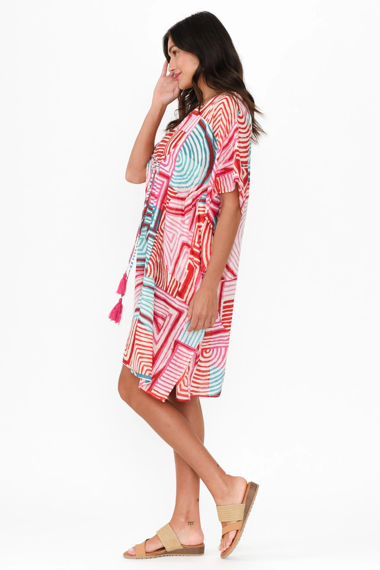 Isabel Pink Geo Cotton Kaftan