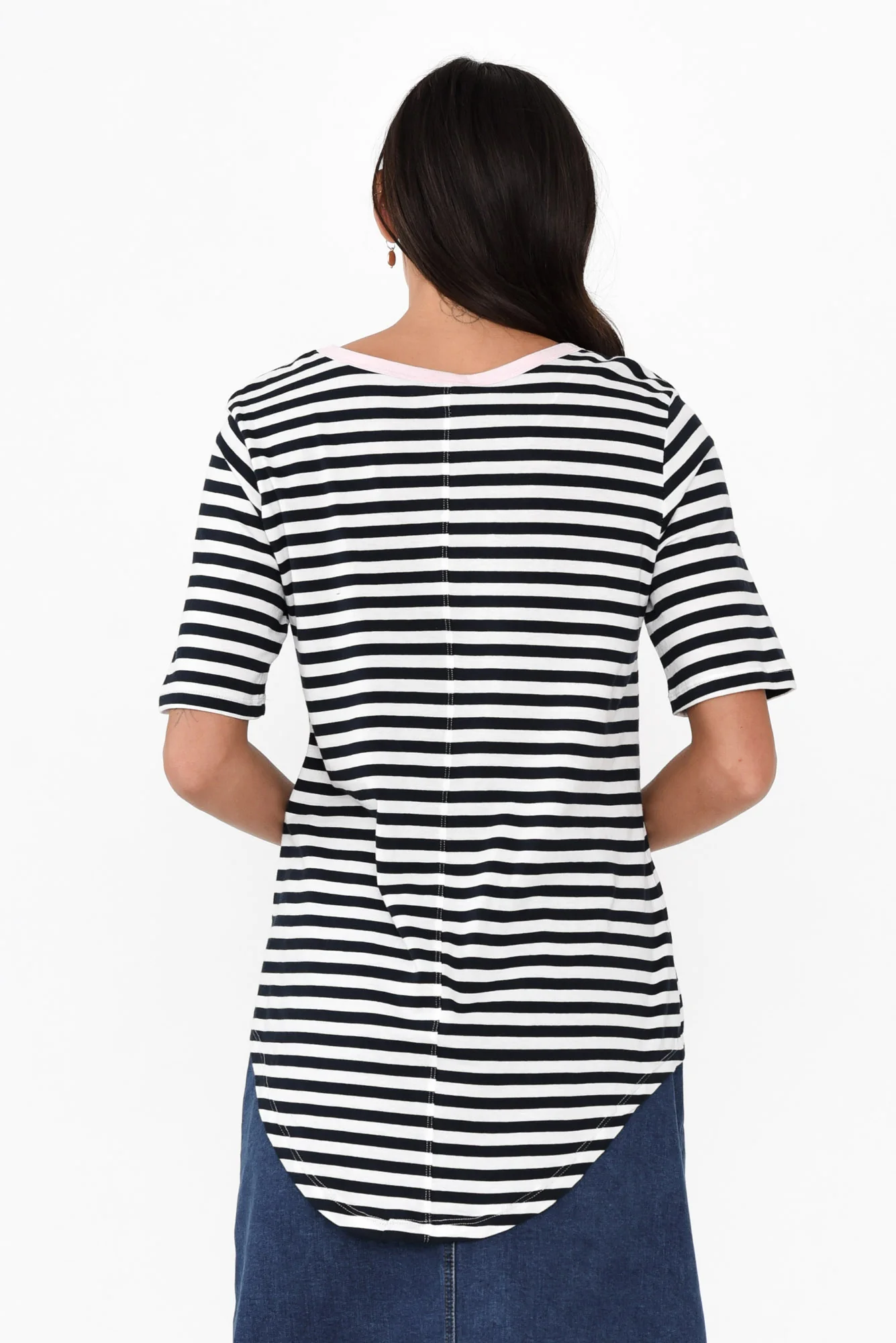 Ariana Navy Contrast Cotton Tee