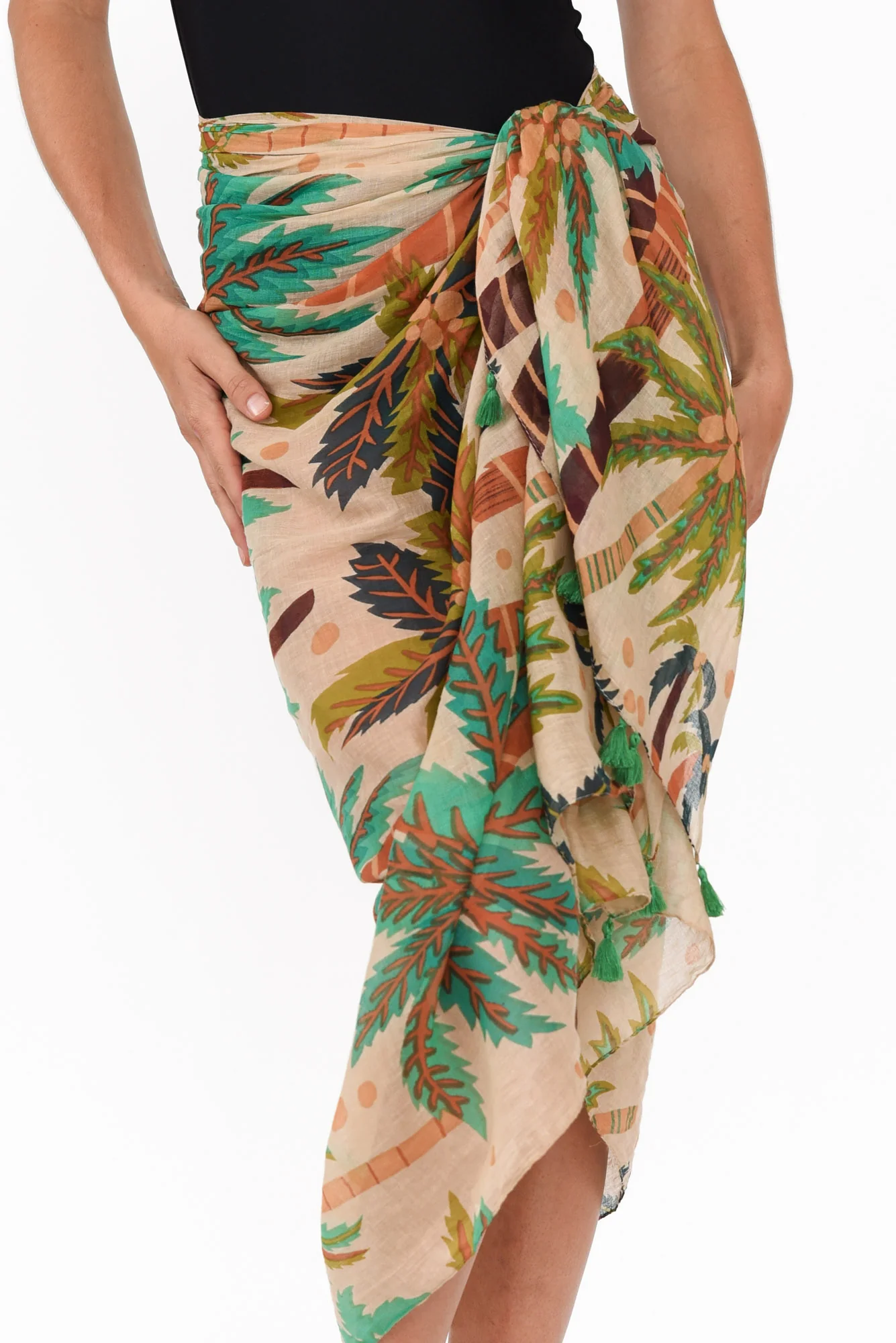 Stana Green Tropical Cotton Sarong