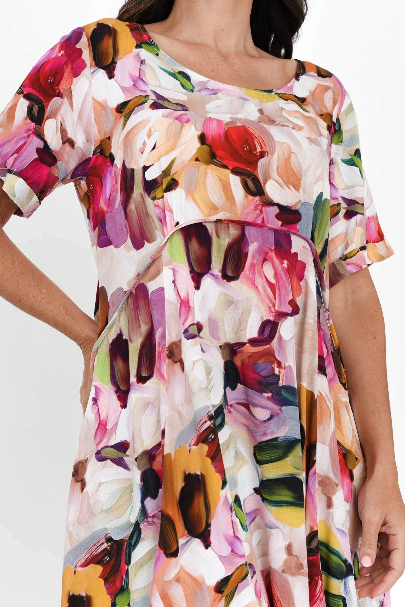 Zaelia Purple Floral Crescent Dress