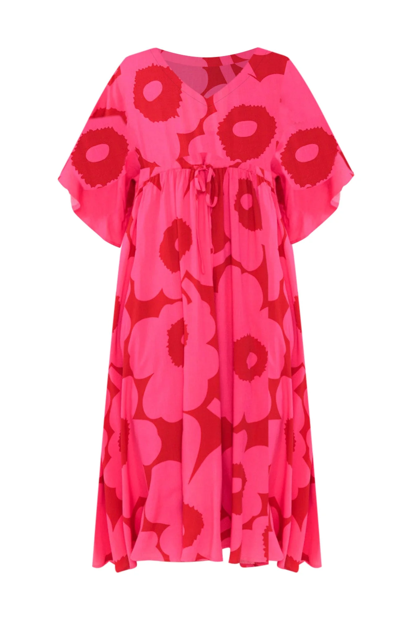 Jennifer Pink Flower Flutter Sleeve Dress