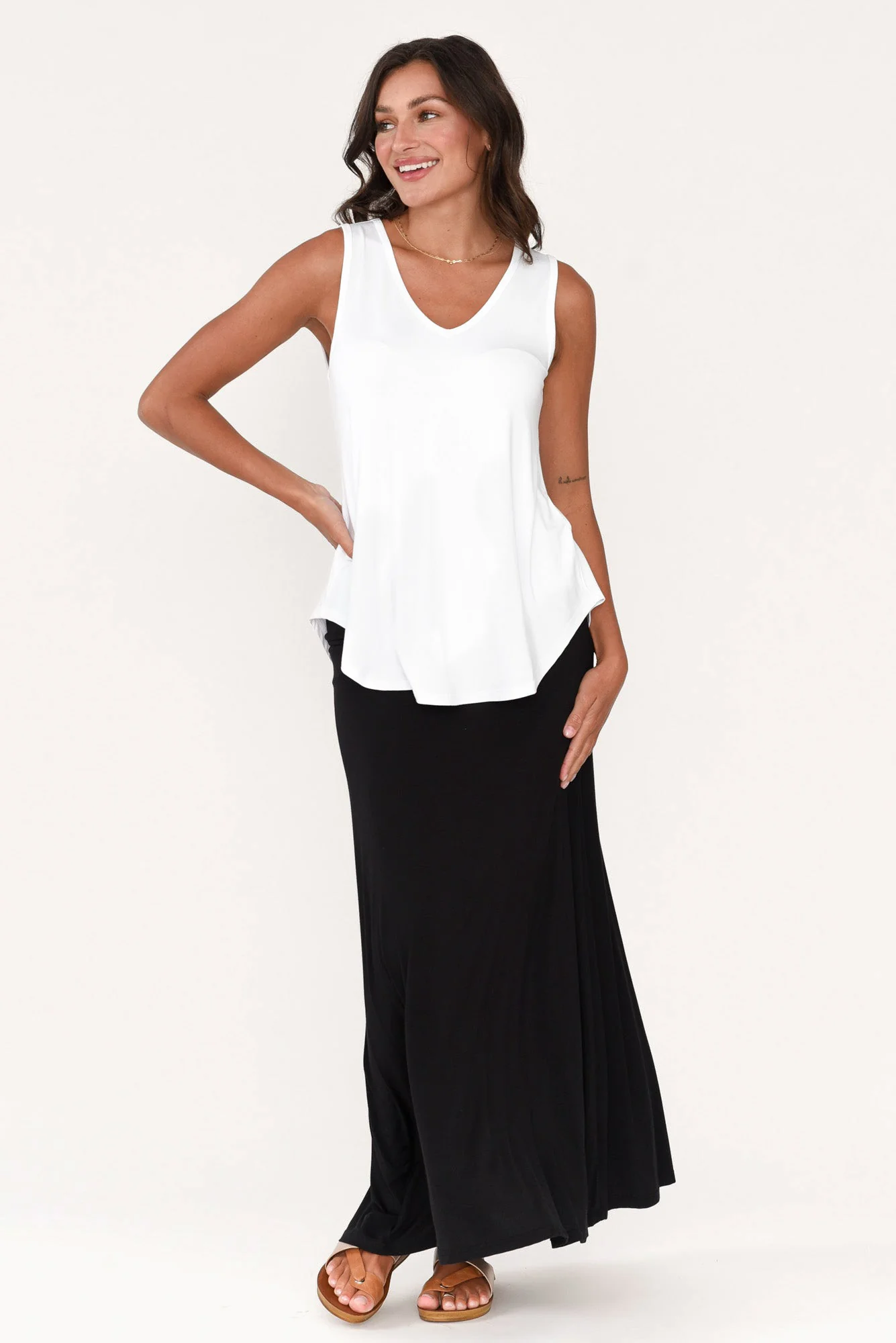 Rihanna White Bamboo Tank