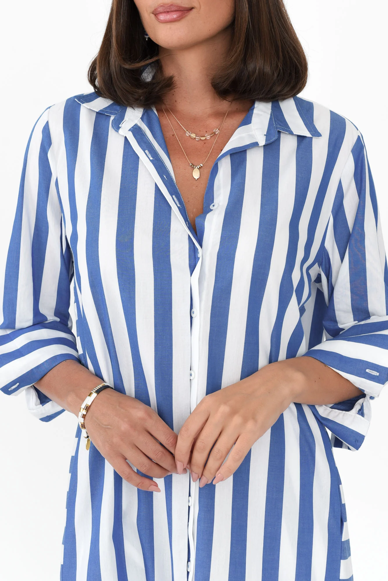 Andreas Blue Stripe Cotton Shirt Dress
