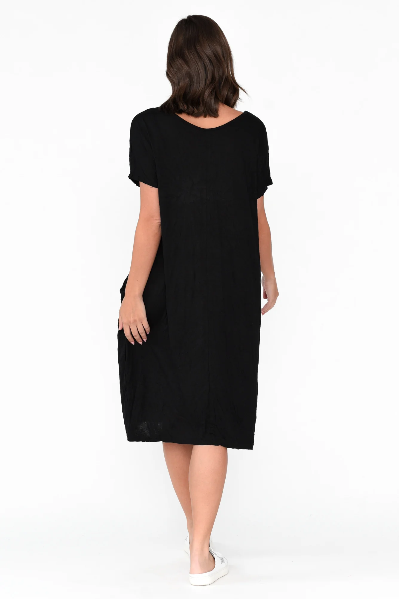 Travel Black Crinkle Cotton Dress