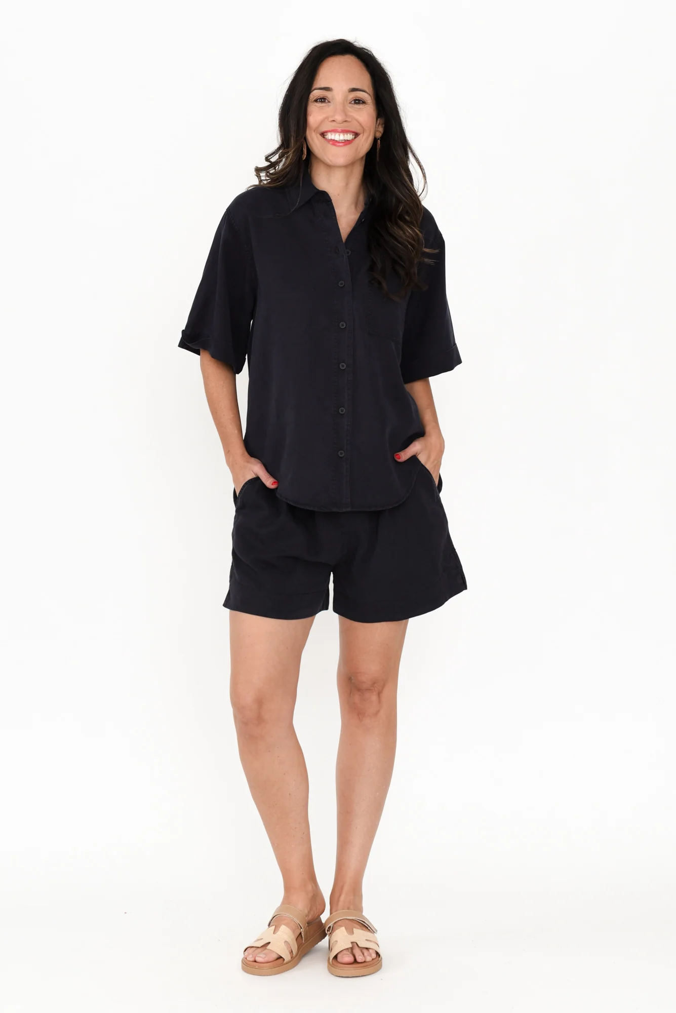 Blitz Washed Navy Lyocell Shorts