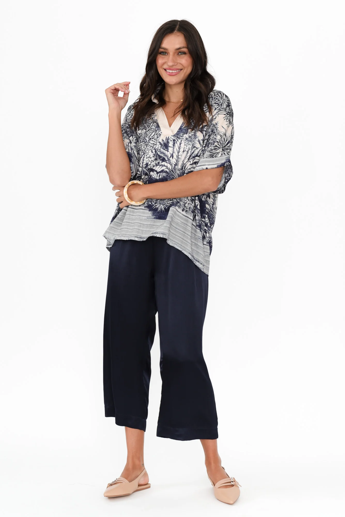 Athens Navy Satin Pants