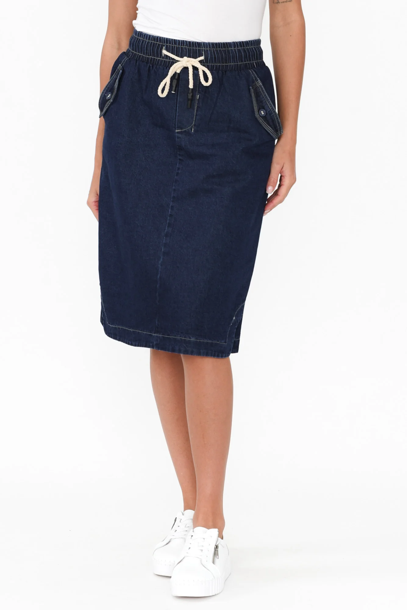 Desiree Blue Denim Pocket Skirt