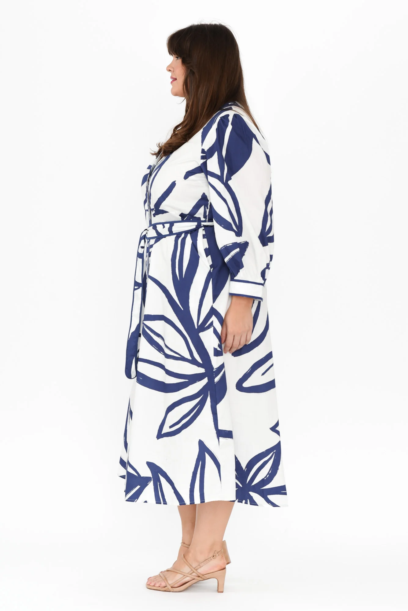 Priya Navy Floral Cotton Poplin Dress