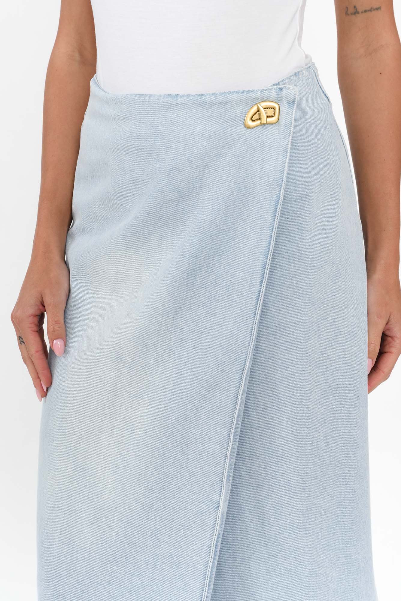 Flight Light Blue Denim Wrap Skirt