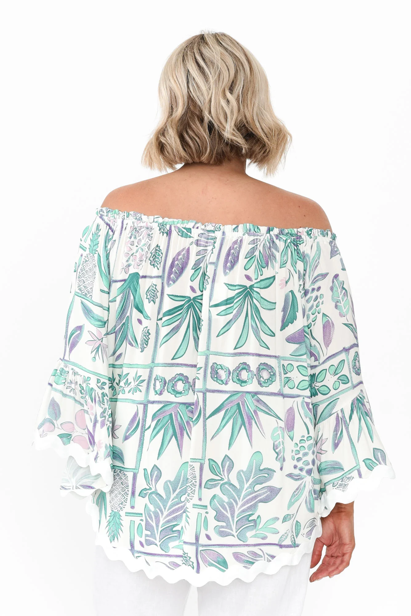 Bianco White Floral Trim Top