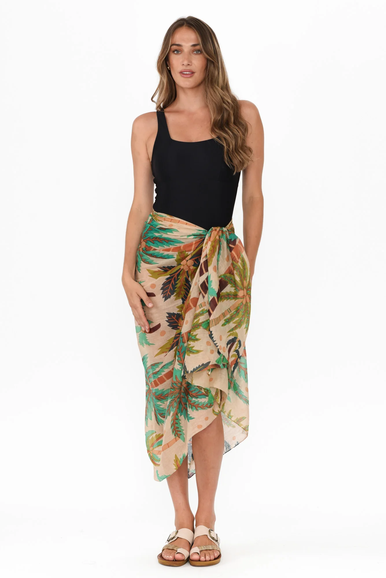 Stana Green Tropical Cotton Sarong
