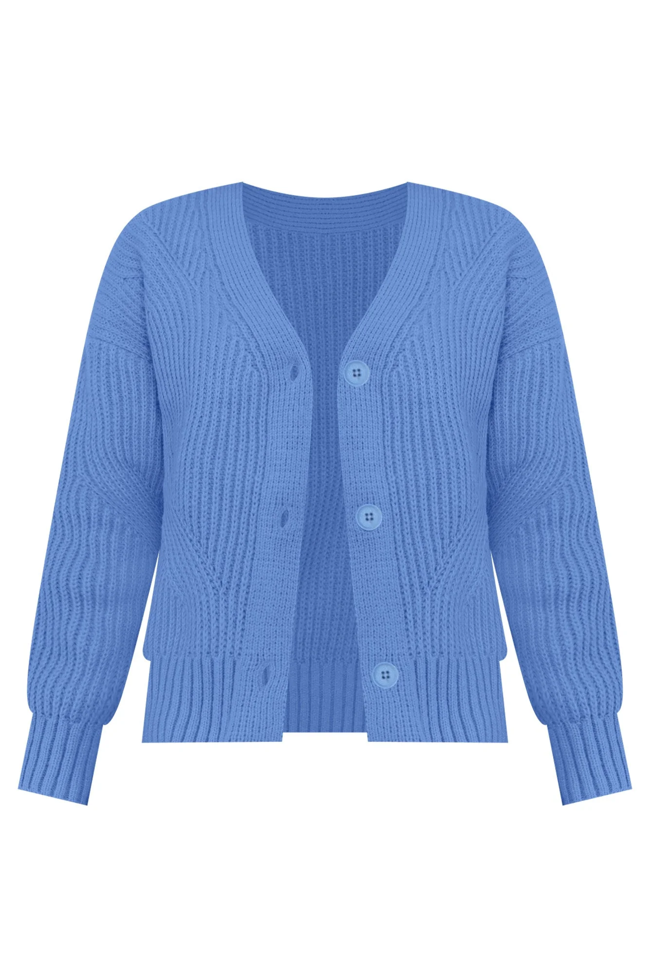 Shara Blue Knit Button Cardigan