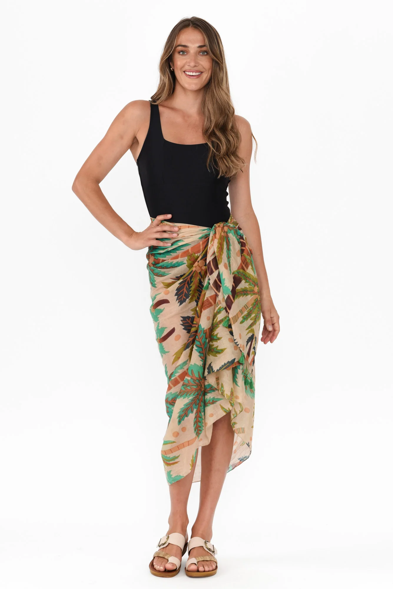 Stana Green Tropical Cotton Sarong