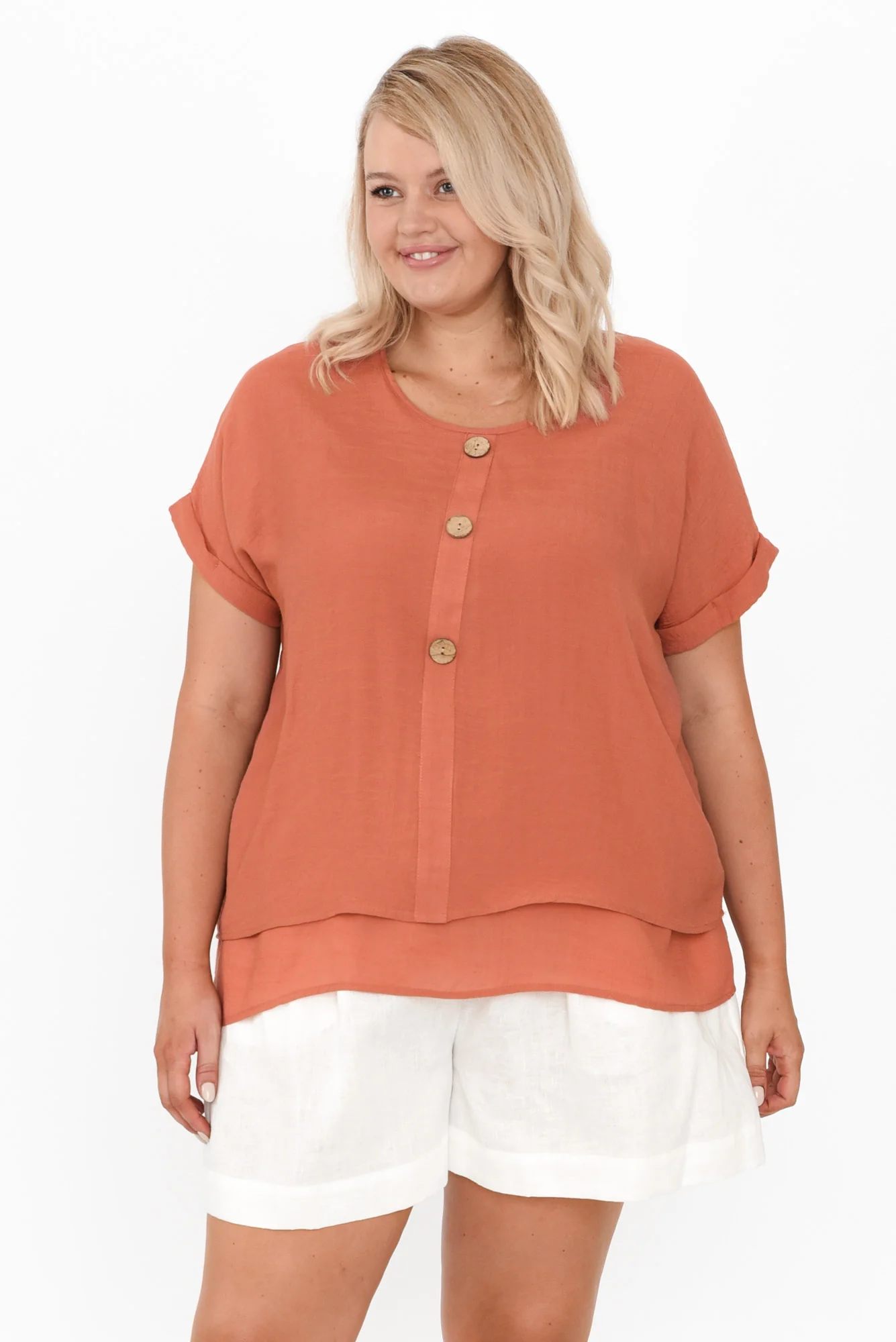 Abilene Rust Button Top