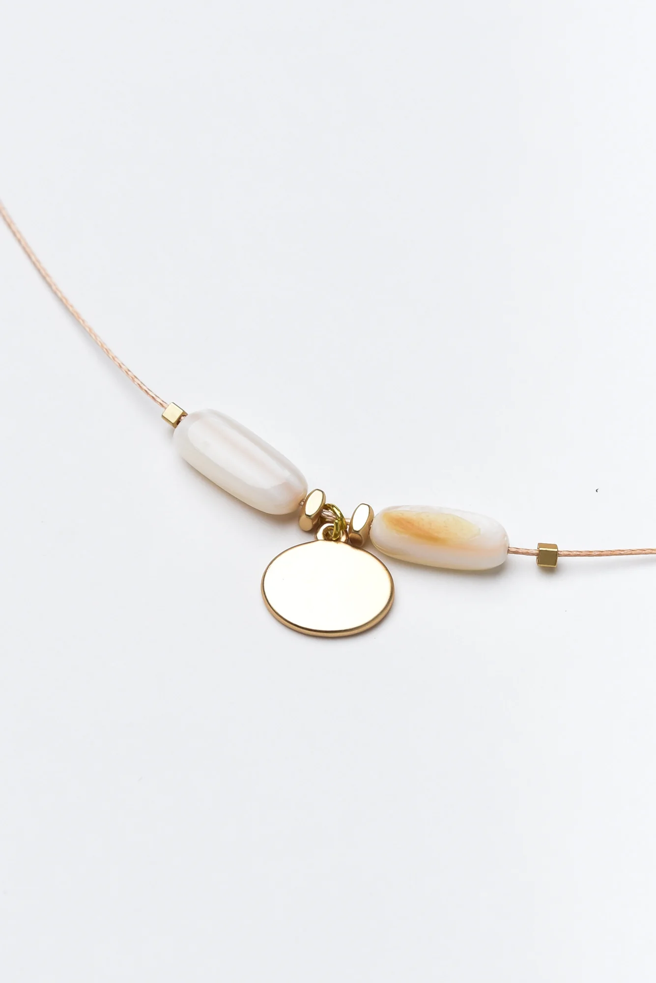 Arica Gold Oval Beaded Necklace