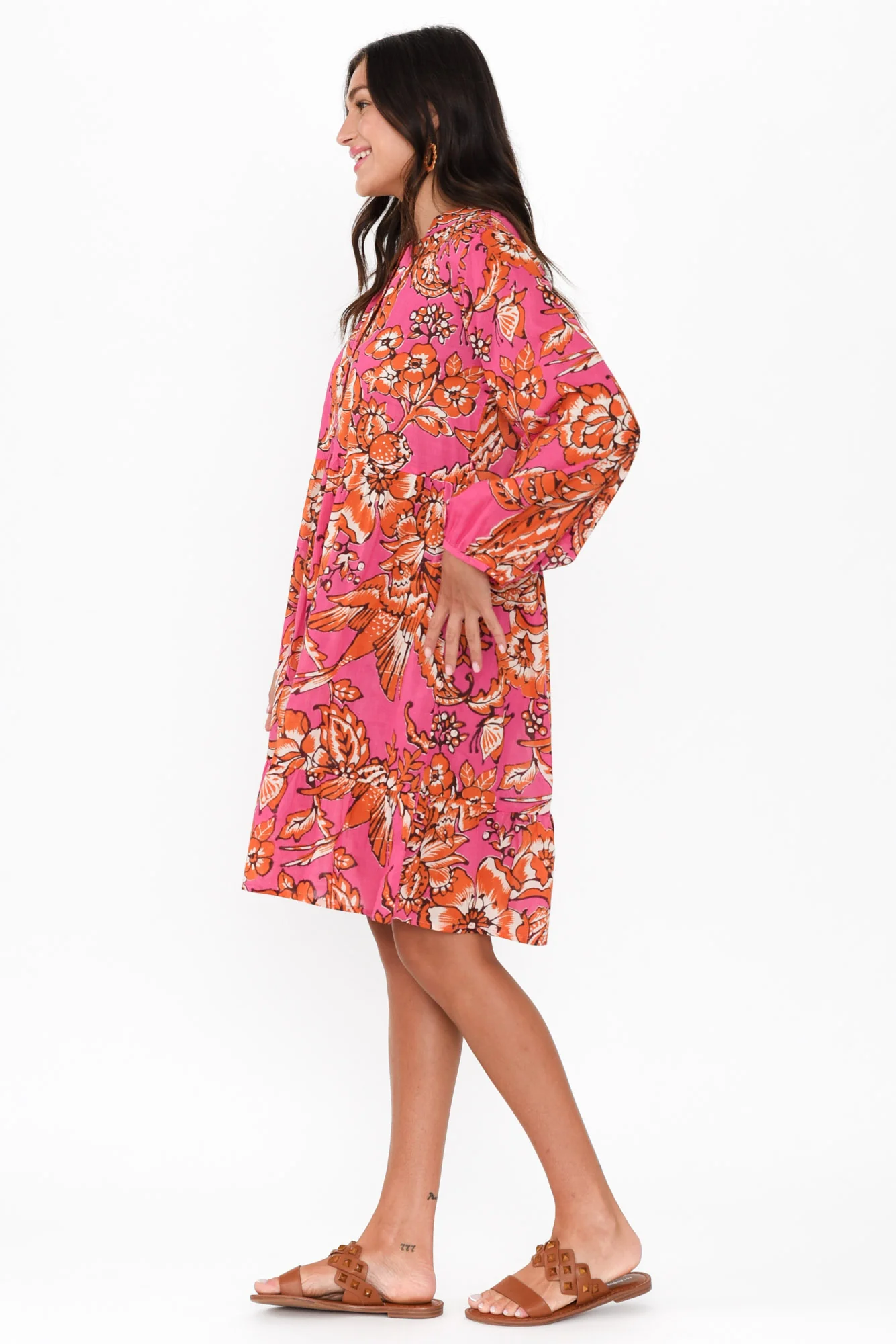 Sofia Orange Garden Cotton Dress