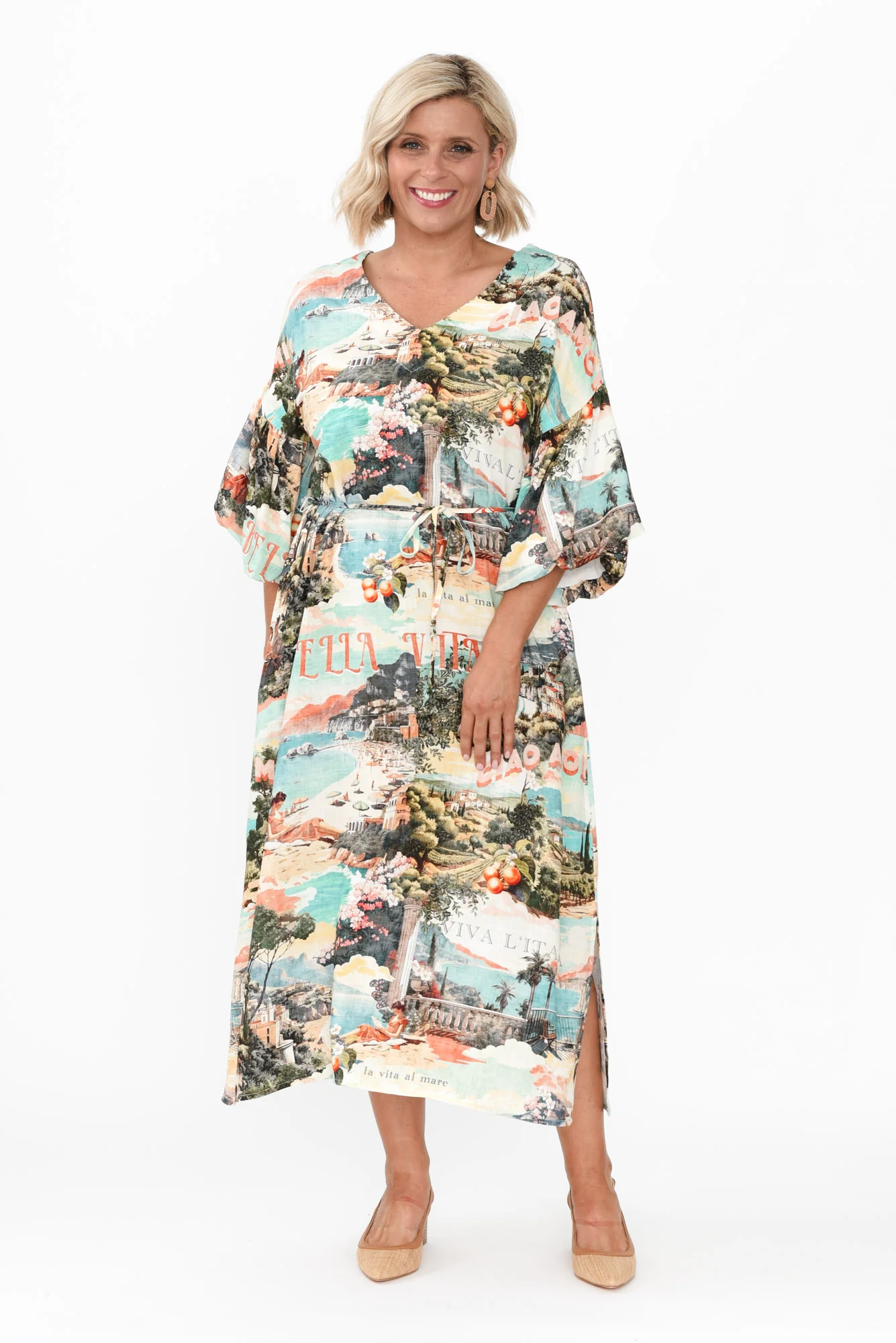 Envy Blue Island Linen Blend Dress