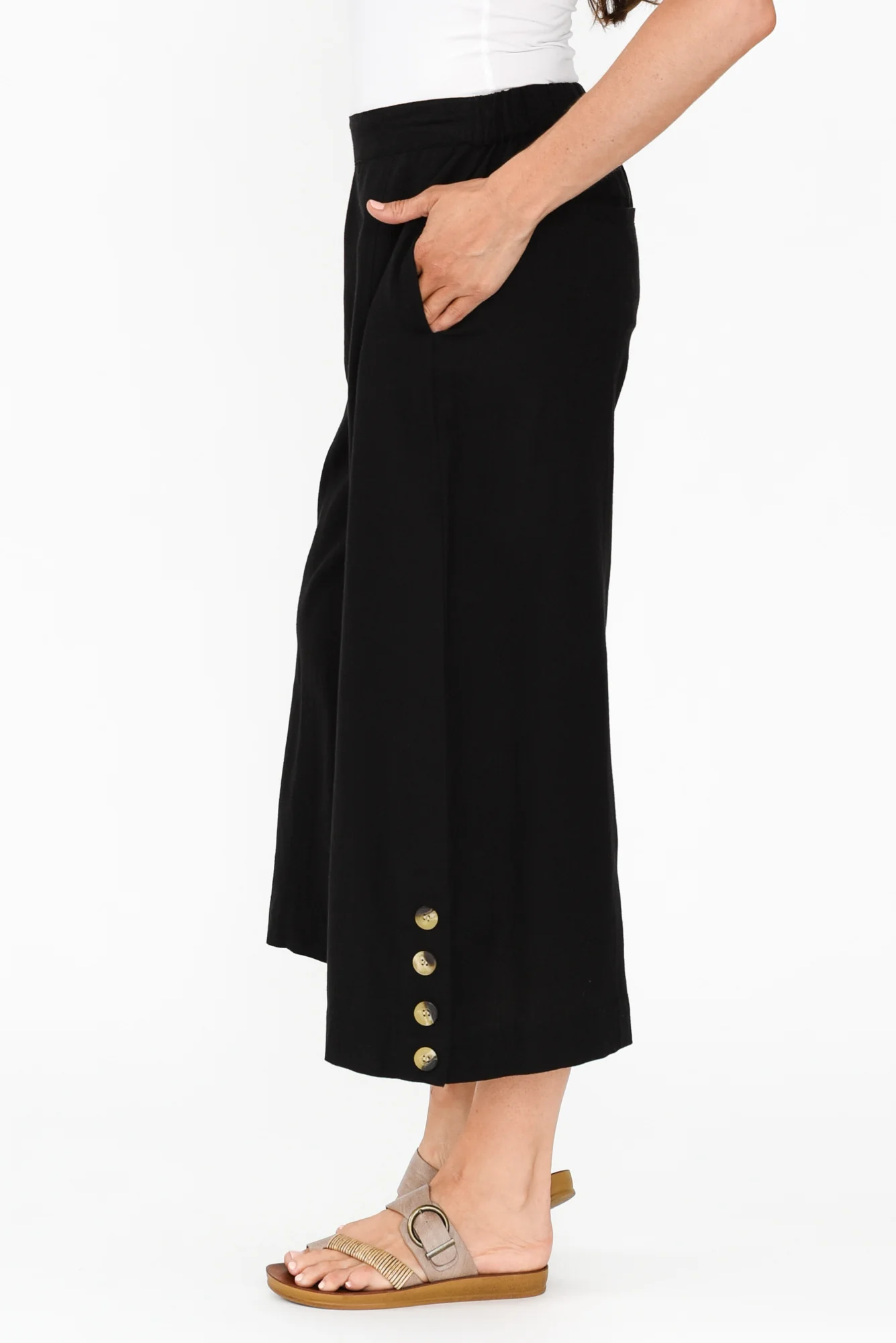 Kishan Black Cotton Blend Pants