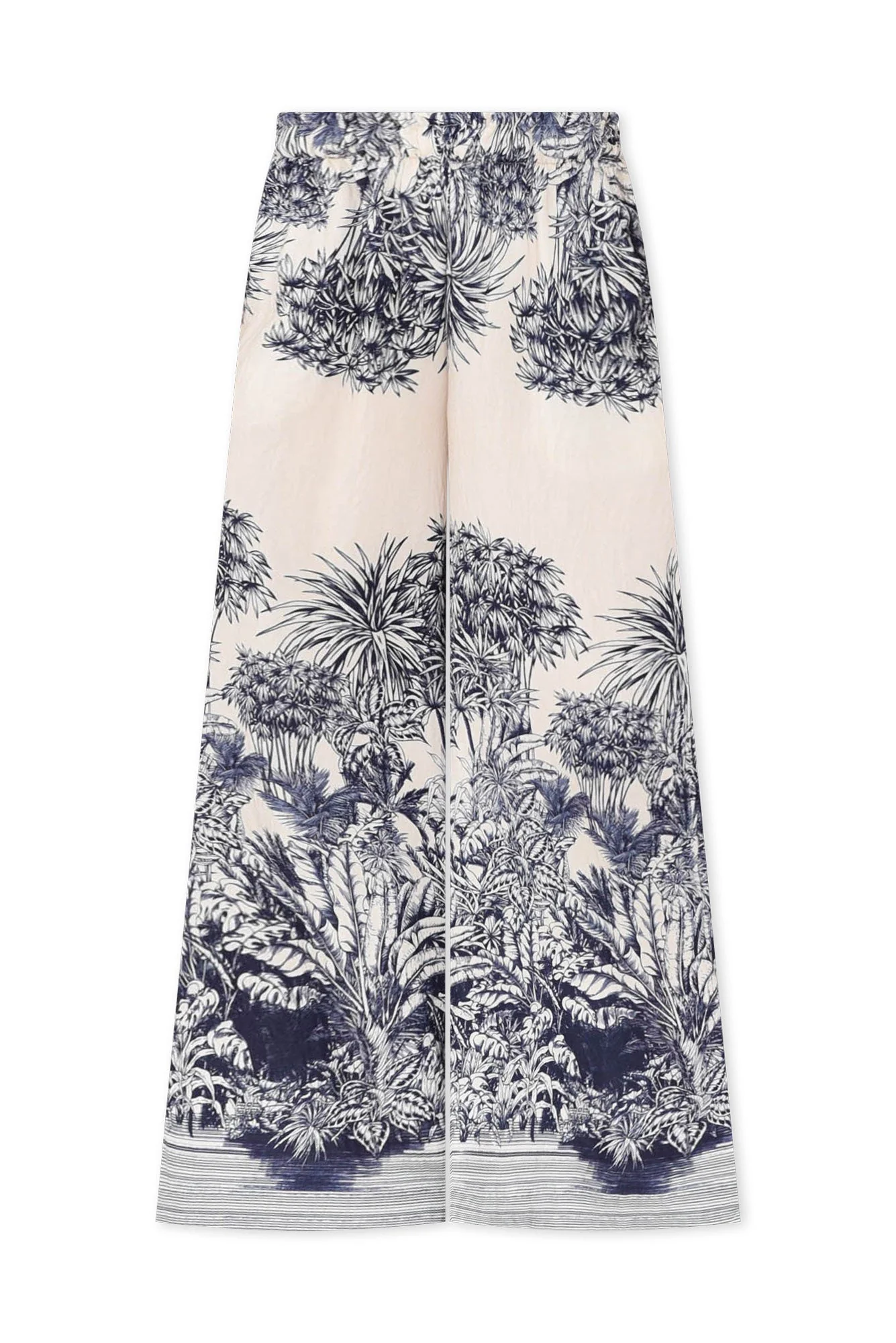 Carson Navy Jungle Ruched Pants