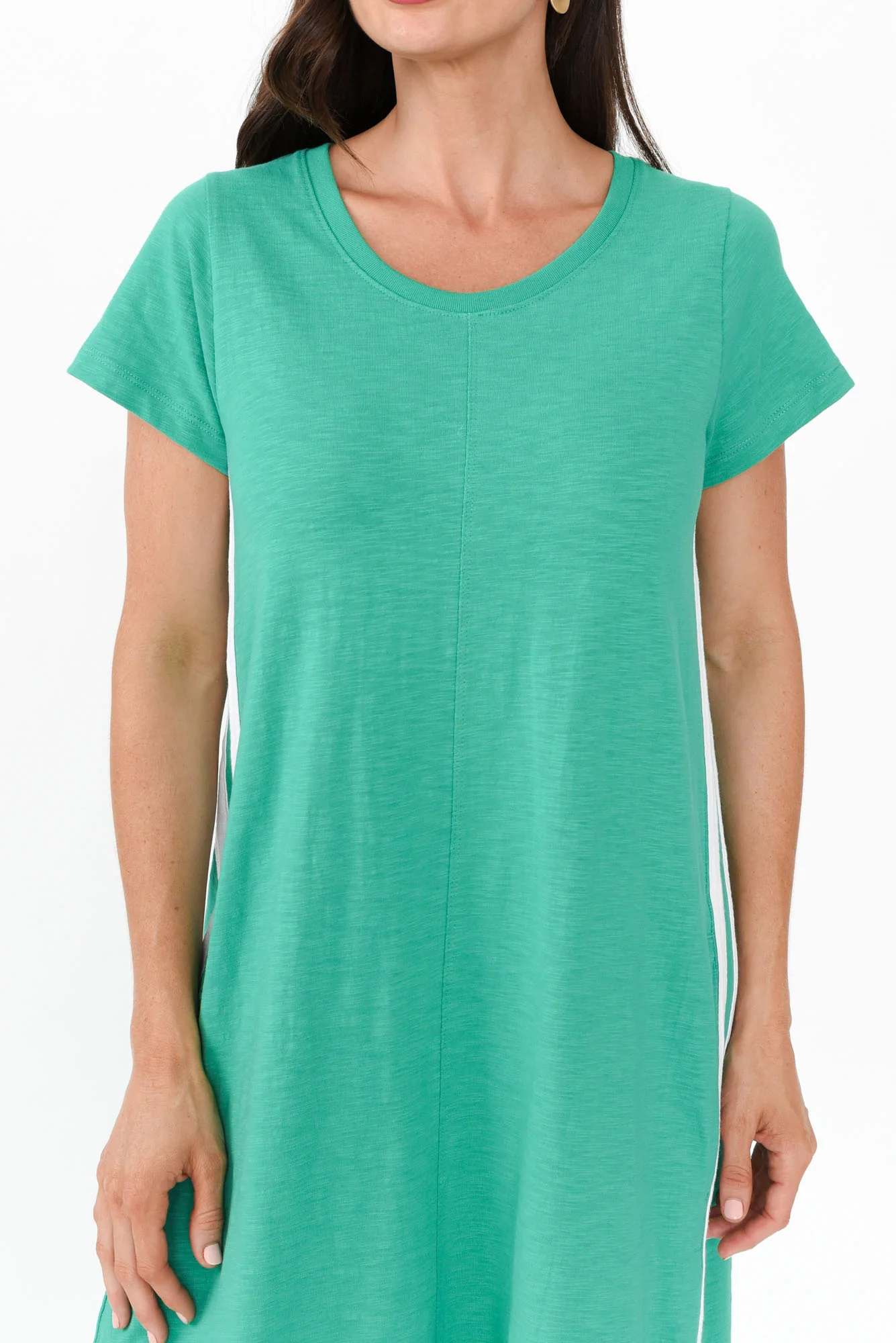 Recovery Green Trim Cotton Dress