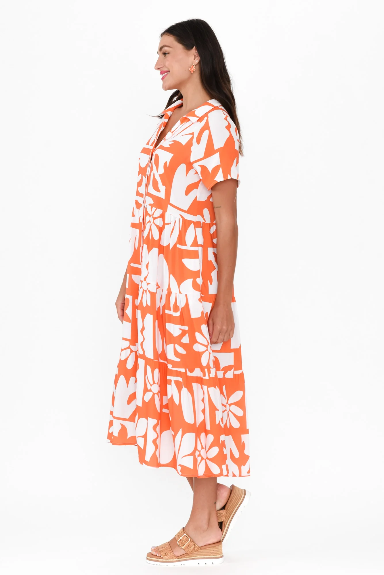 Gabi Orange Tiered Dress