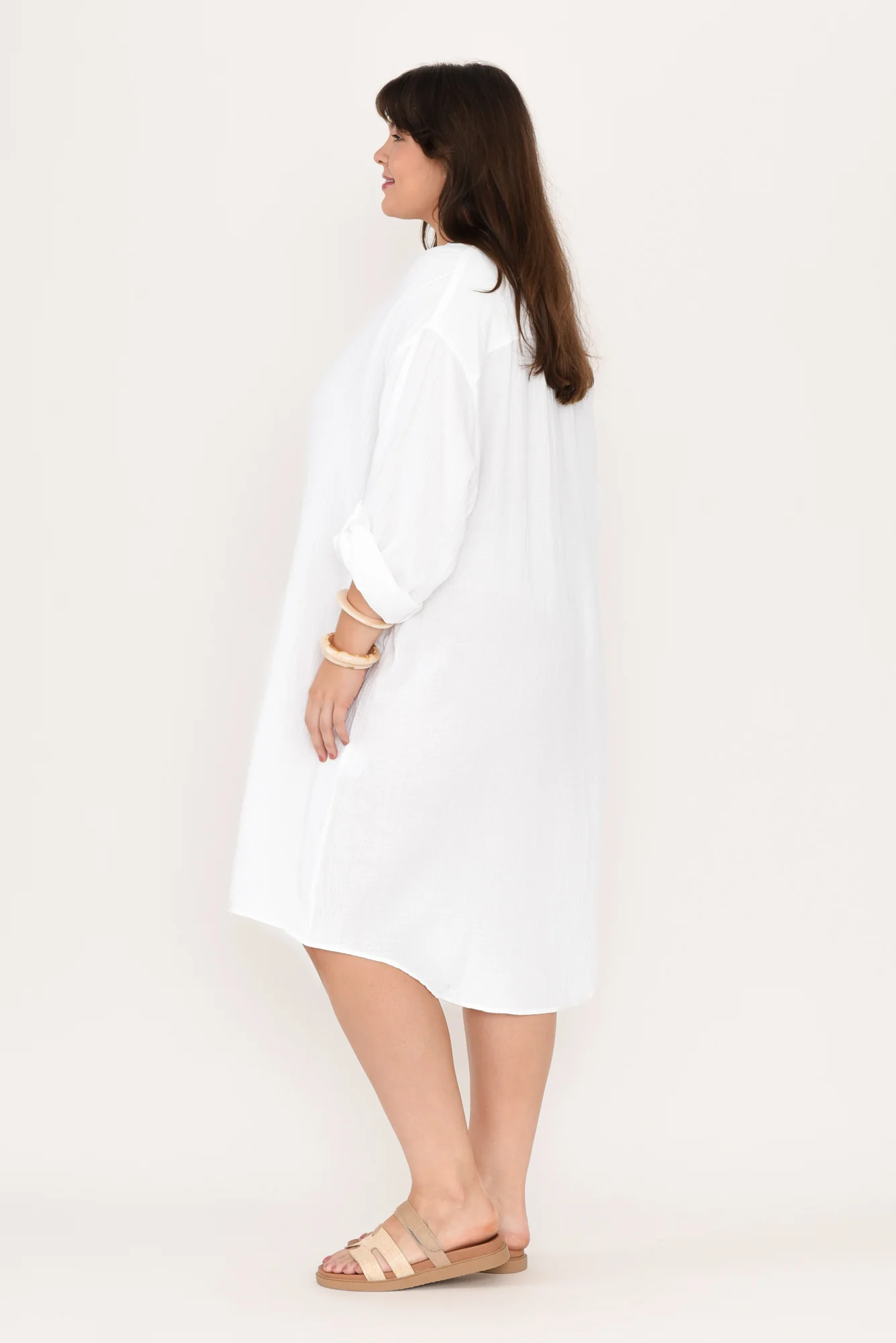 Tropez White Cotton Cheesecloth Kaftan