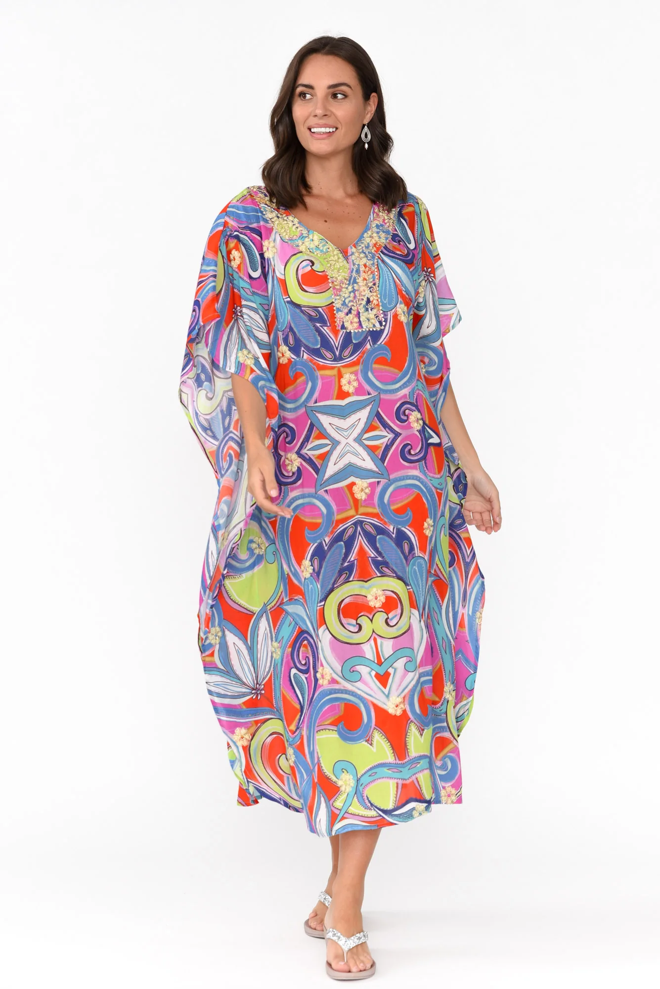 Bethanie Purple Abstract Embellished Kaftan