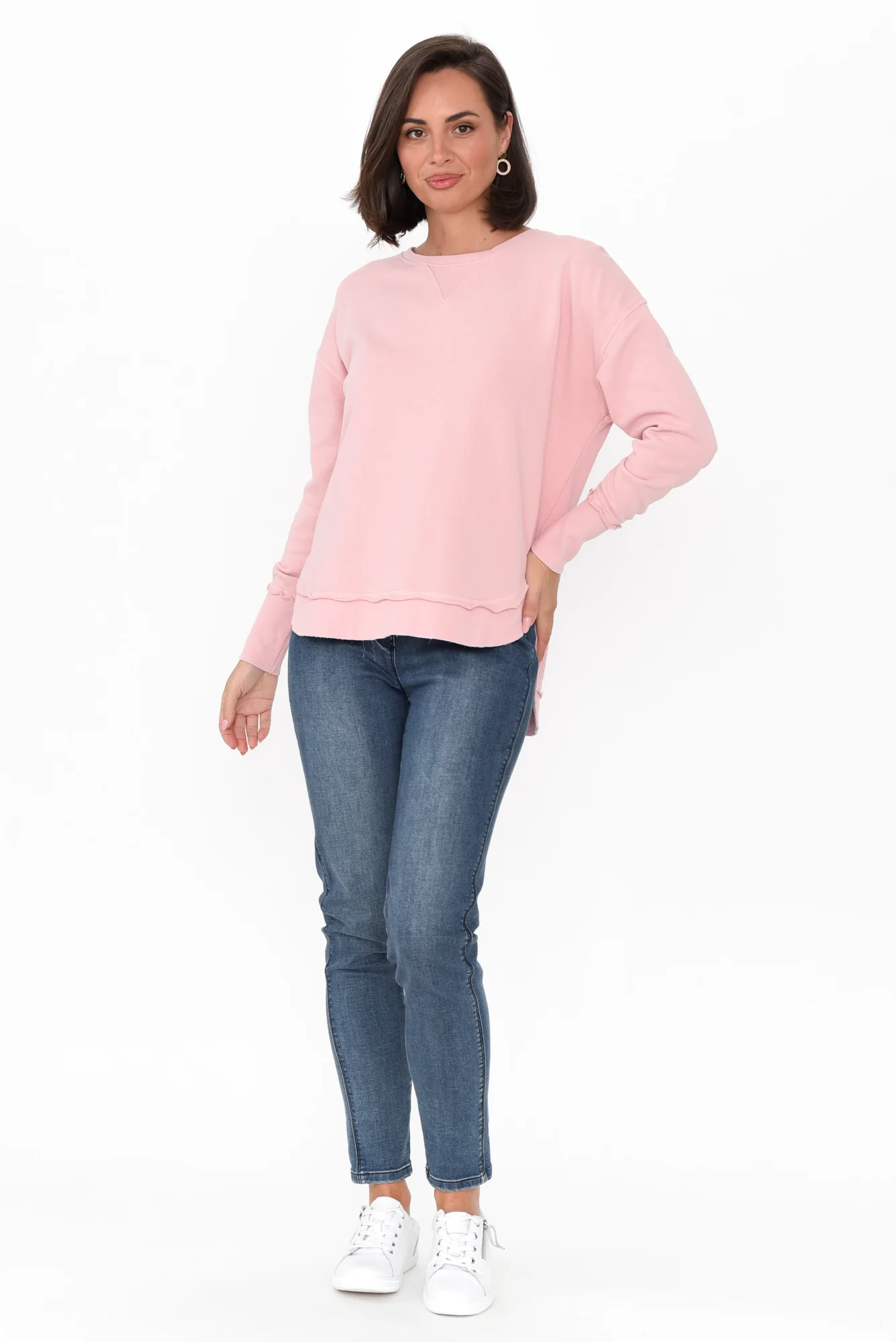 Delilah Blush Cotton Crewneck Jumper