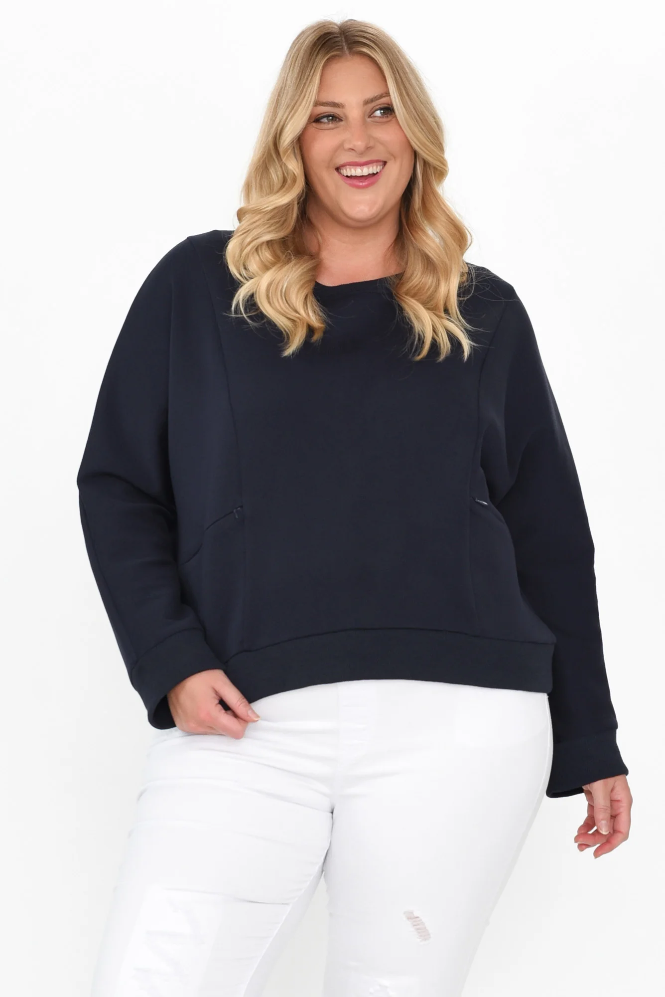 Bronwen Navy Pocket Sweater