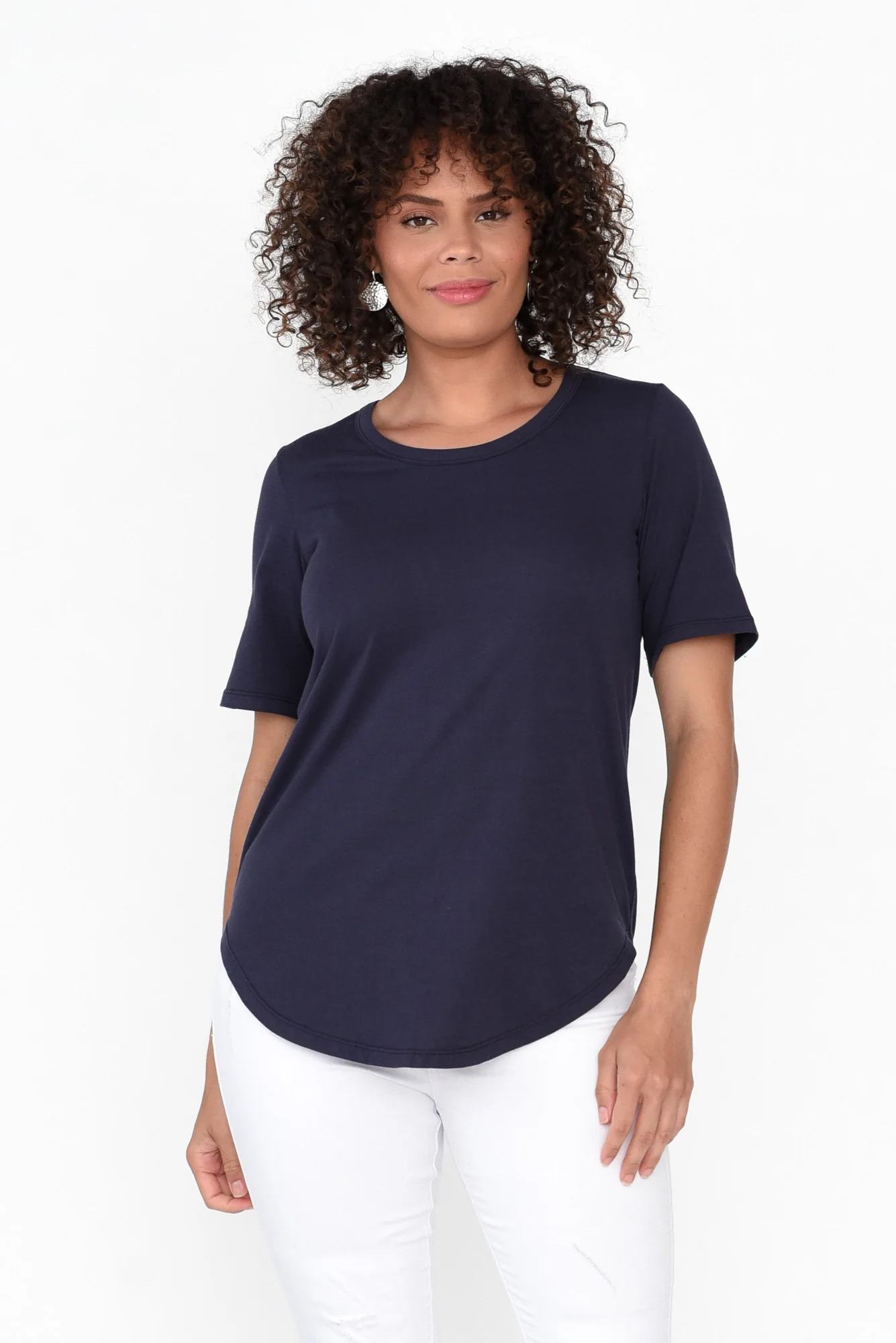 Ariana Navy Cotton Tee