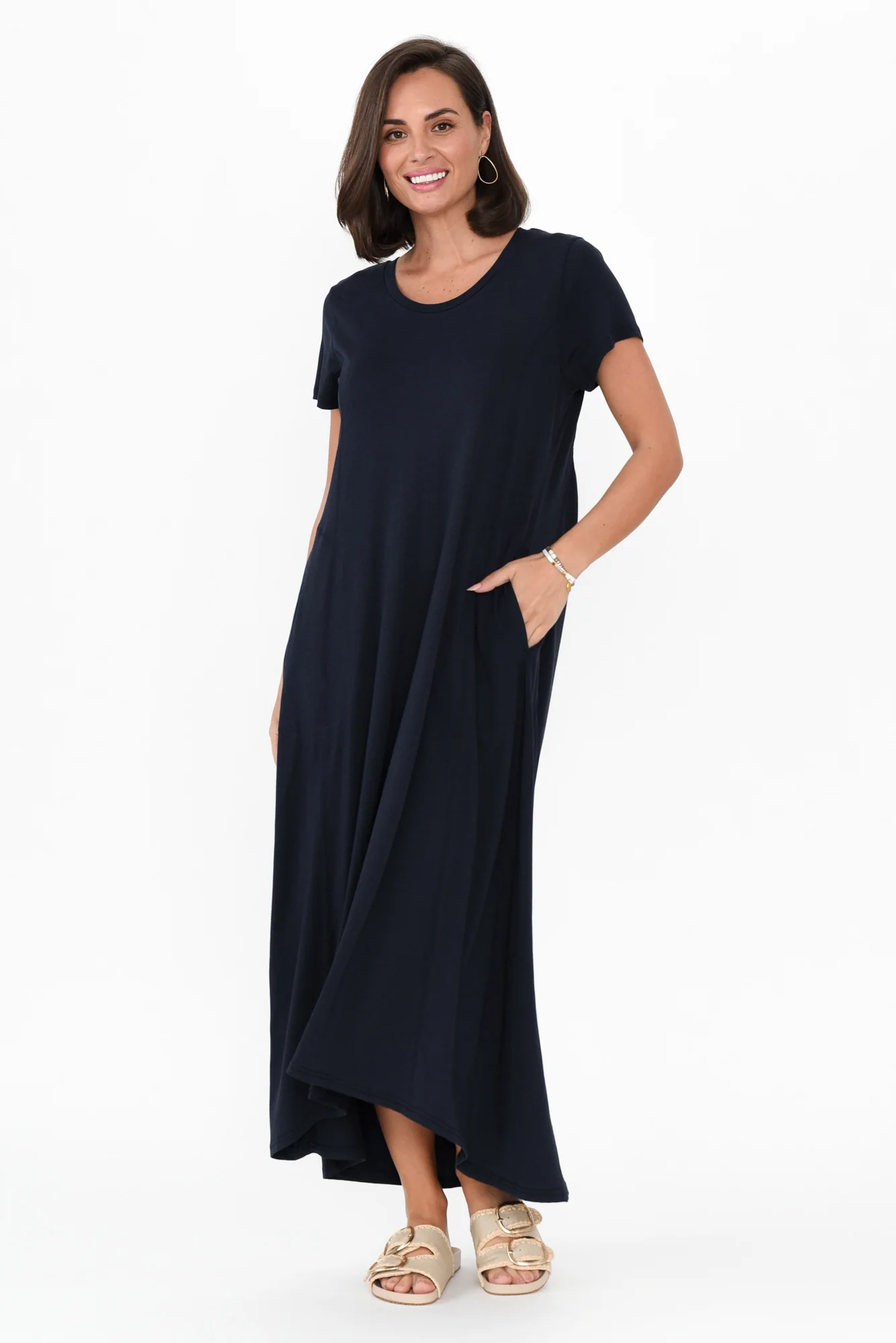 Patrick Navy Cotton Pocket Dress