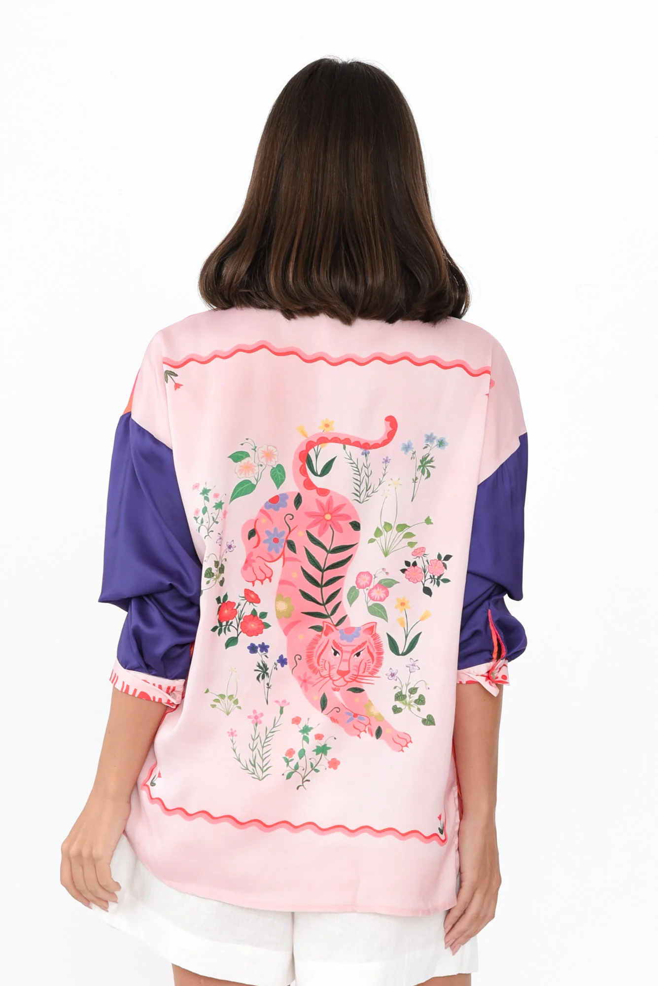 Suzy Pink Splice V Neck Shirt