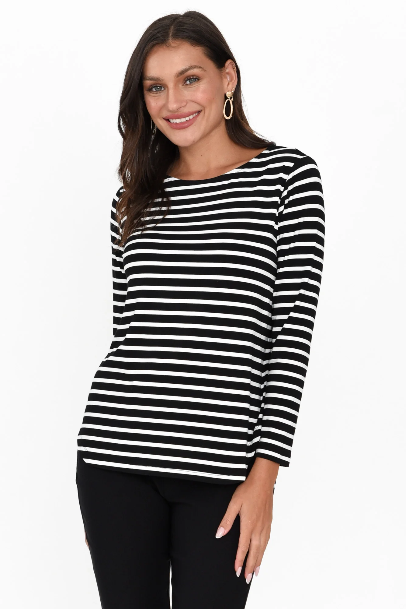 Adele Black Stripe Long Sleeve Bamboo Tee