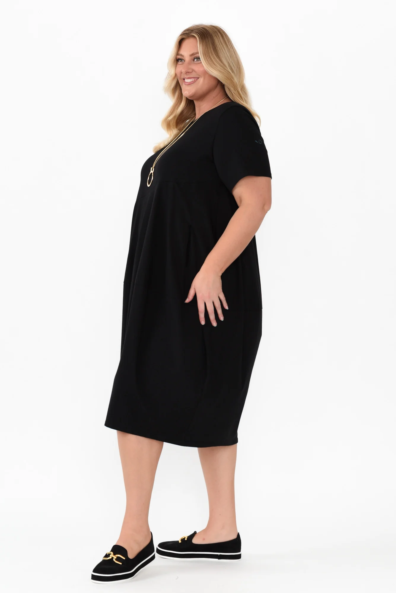 Morgan Black Diagonal Seam Dress